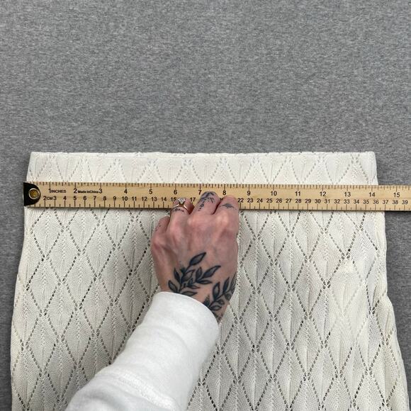 Billabong Midi Skirt M White Crochet Open Knit Semi Sheer Pull On Coverup Beach - Picture 12 of 16